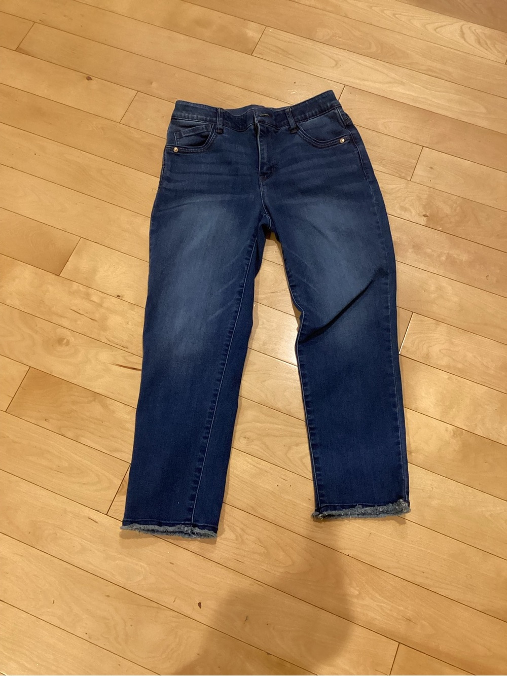 Democracy Dark Blue Cropped Straight-Leg Jeans